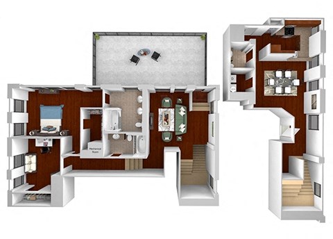 Main 3 Downtown floor plan B3 Landmark - 2 bed 2 bath - 3D